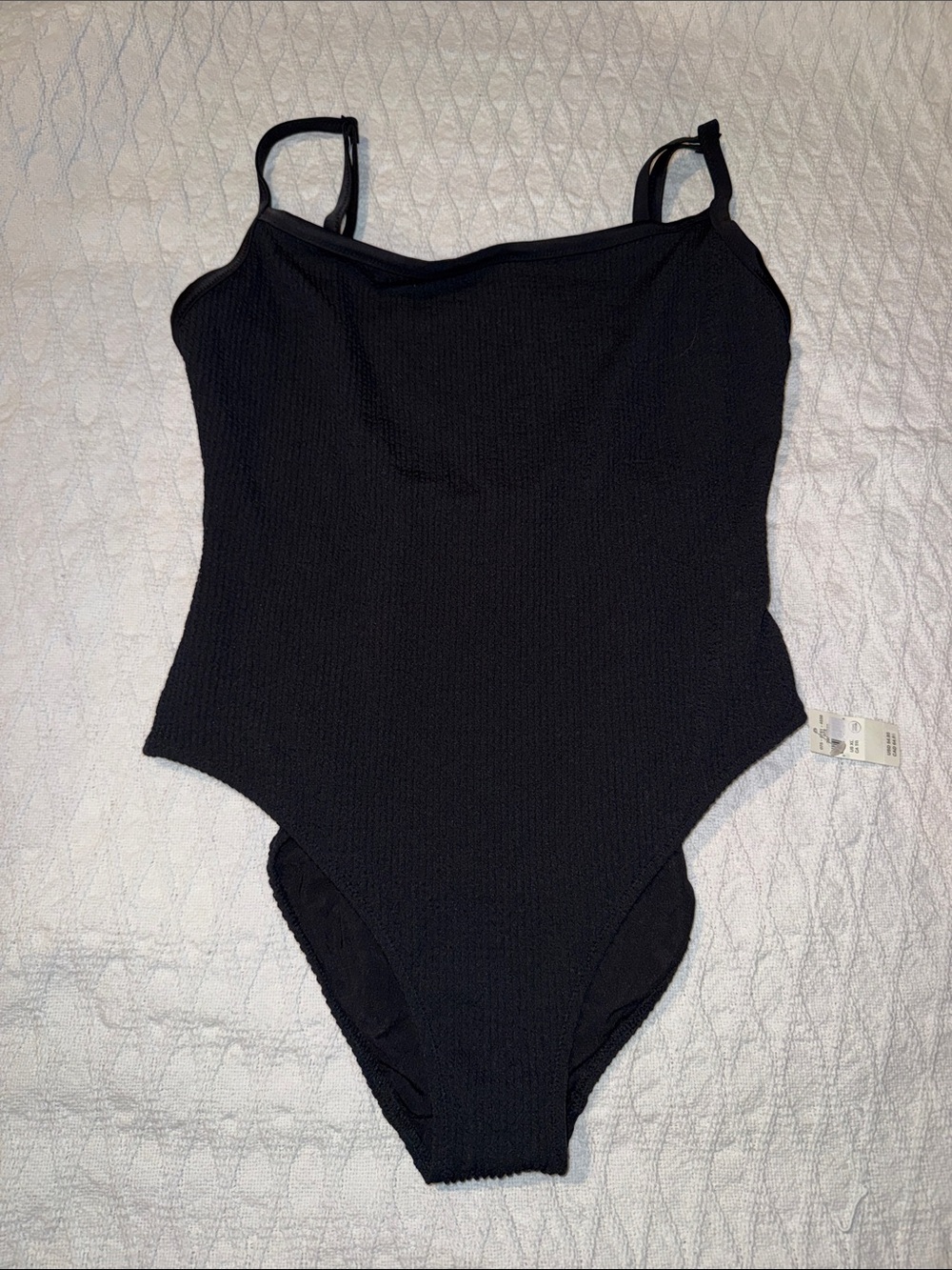 aerie Black Textured One-Piece Swimsuit